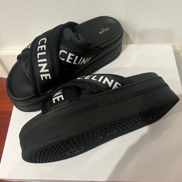 ✨ NIB CELINE Platform Logo Block Slide Sandals - Picture 1 of 6